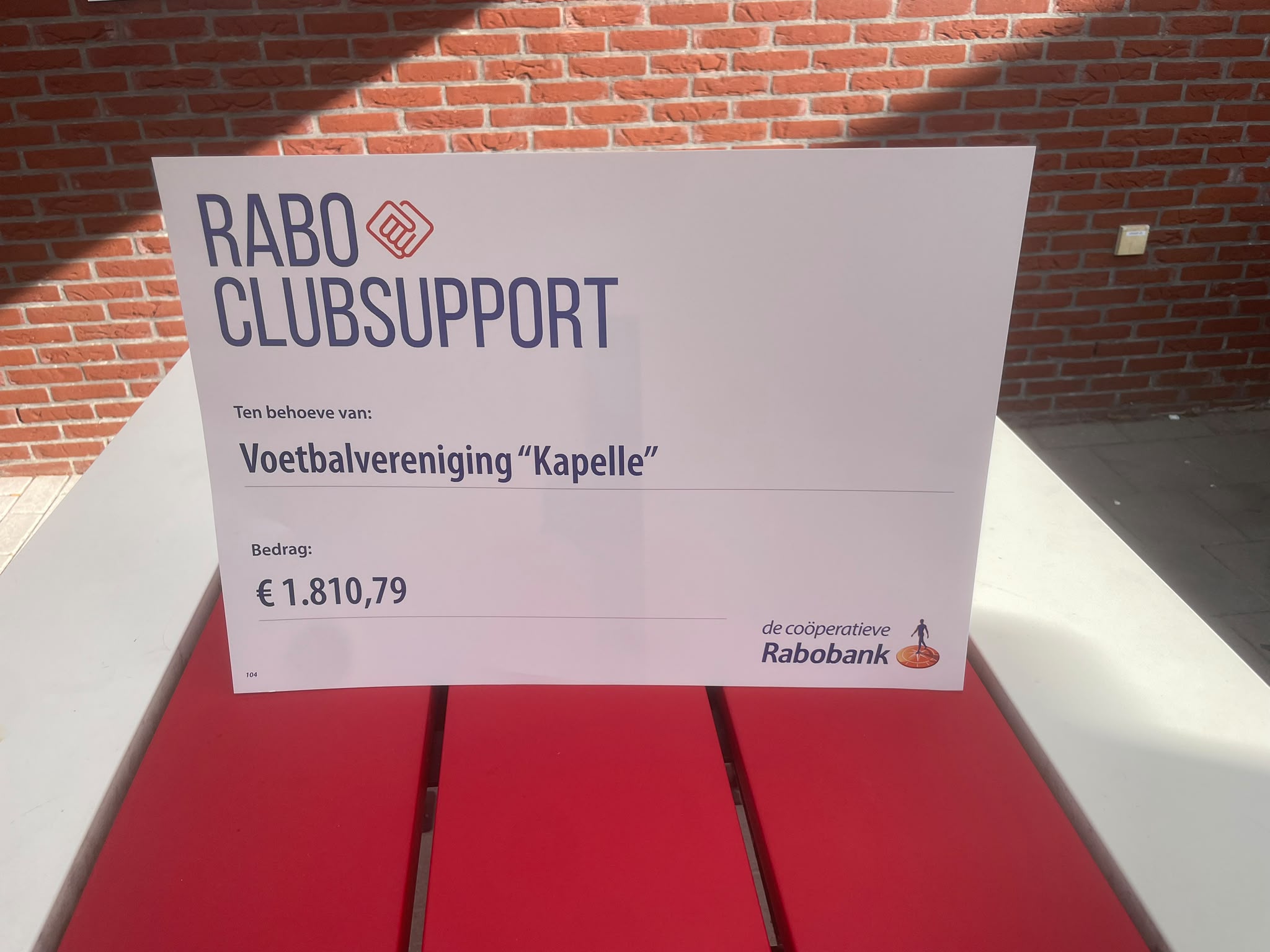 Bedankt voor jullie stemmen op Rabo ClubSupport
